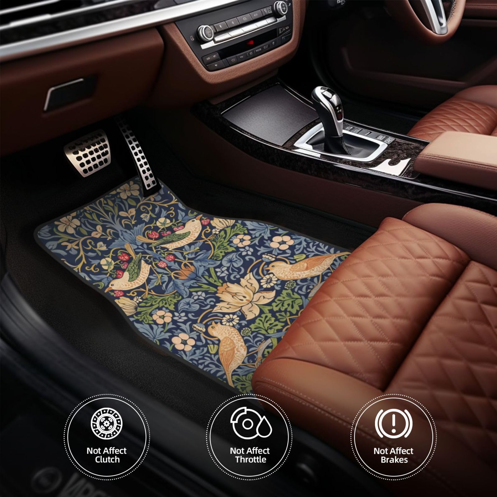Car Floor Mats Vehicle Front Rear Carpets Mats Universal Car Rugs Car Accessories for Truck William Morris — view 3