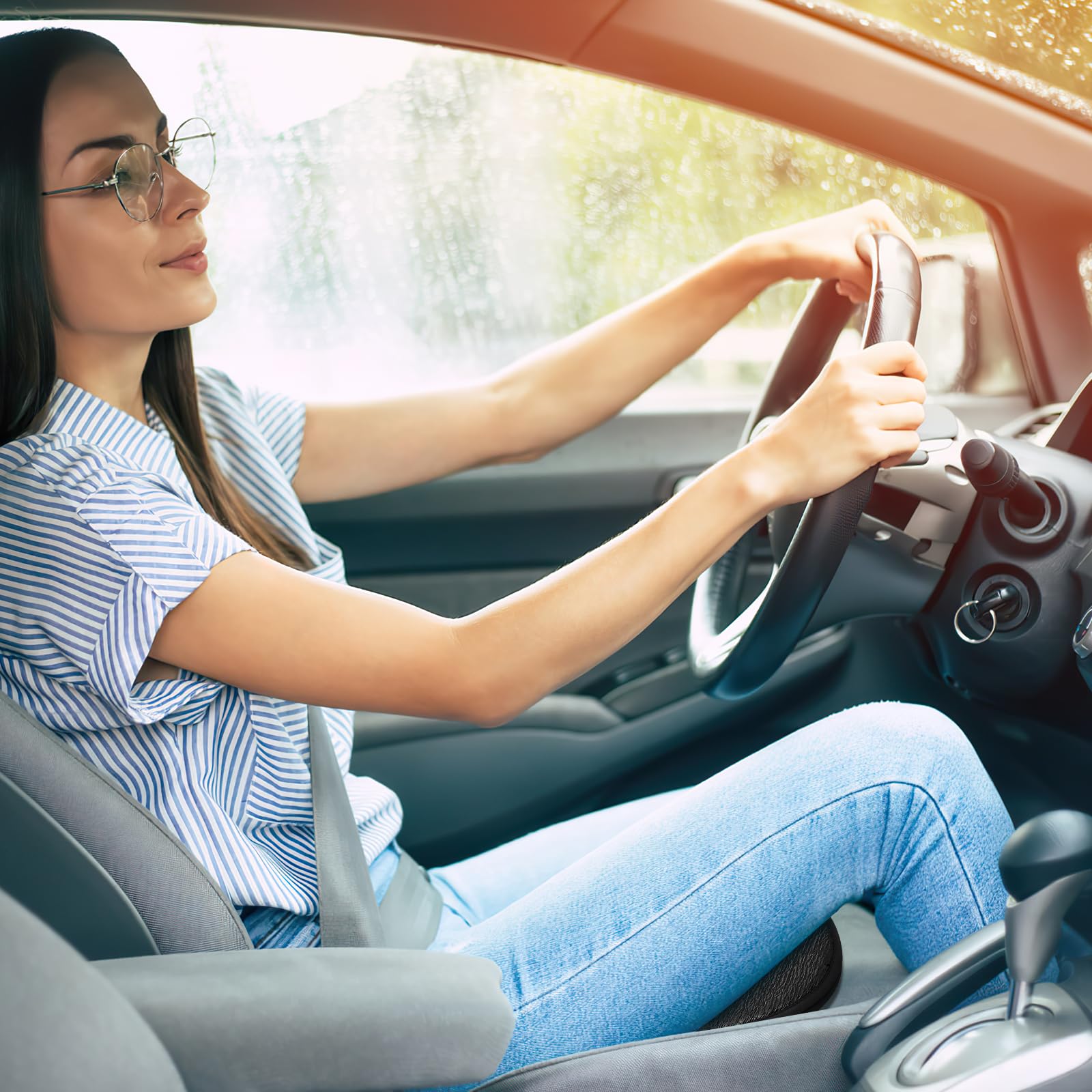 CLISPEED 360 Sitzkissen Stuhl FüR Auto: Drehkissen FüR Autositz Senioren, Sitzkissen BüRostuhl Bequemes Auto Sitzschutzpolster Drehbarer Autositz FüR Alle StüHle