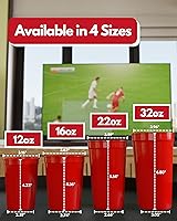 Vista 4 de PartyPrints Paquete de 10 Vasos de Plástico Rojos Reutilizables en Blanco de 16 oz, Vasos de Estadio a Granel – Sin BPA, Seguros para Lavavajillas