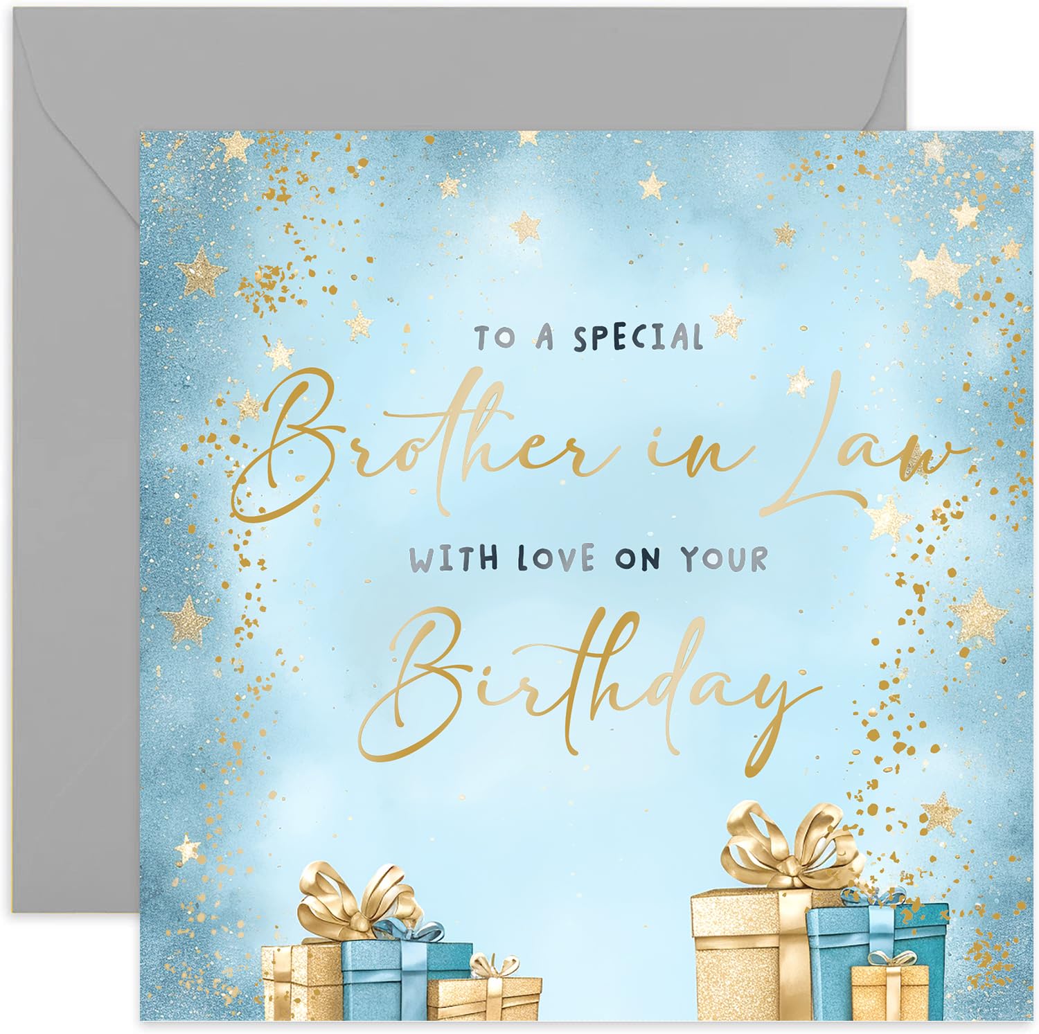 Old English Co. Special Brother in Law Birthday Card for Him - Birthday Gifts for Brother-in-Law - For Him - Metallic Gold Foil Sparkle Design - Birthday Cards for Men | Blank Inside