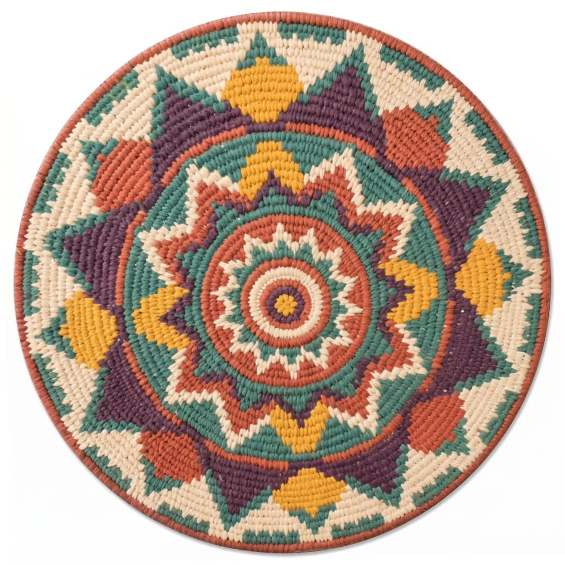 Xoeryoy Round Boho Rug, Non-slip Thick Crystal Velvet Round Area Rug, Colorful Bohemian Geometric Design Circular Rugs - 47.24x47.24 Inch