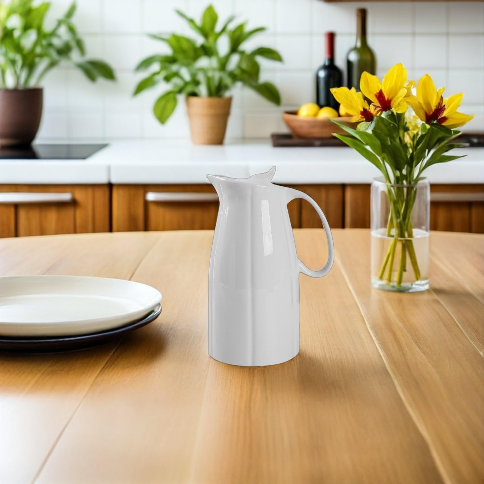 Pichet à Eau en Céramique 2300ml Blanc pour Boissons Froides
