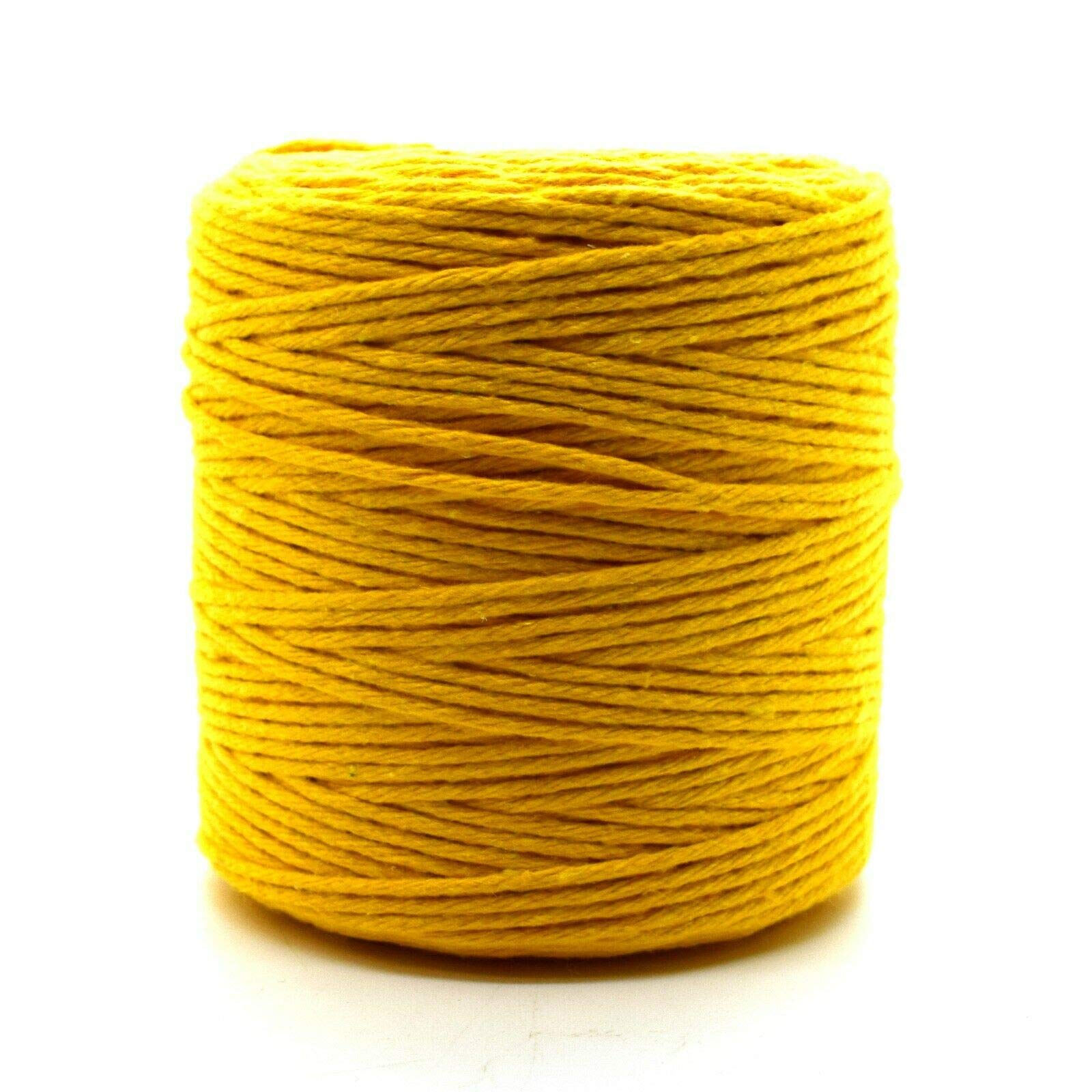 Premium Yellow Macrame Cord, 300 m / 984 ft of 2 mm Thick Natural Cotton Thread Yarn Macrame Rope for Wall Hangings, Plant Hangers, DIY Crafts, Home Decorations, Gift Wrapping (Reel)
