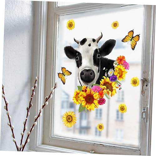 Miniatura 2 de Toyvian 8 juegos de calcomanías de girasol de vaca, decoración del hogar, decoración de ventana, decoración de la casa para el hogar, calcomanías de
