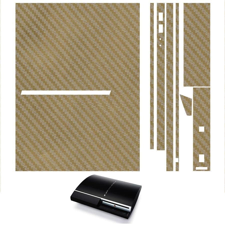 Sticker autocollant aspect carbone 3D skin pour Playstation 3 PS3 Fat Doré