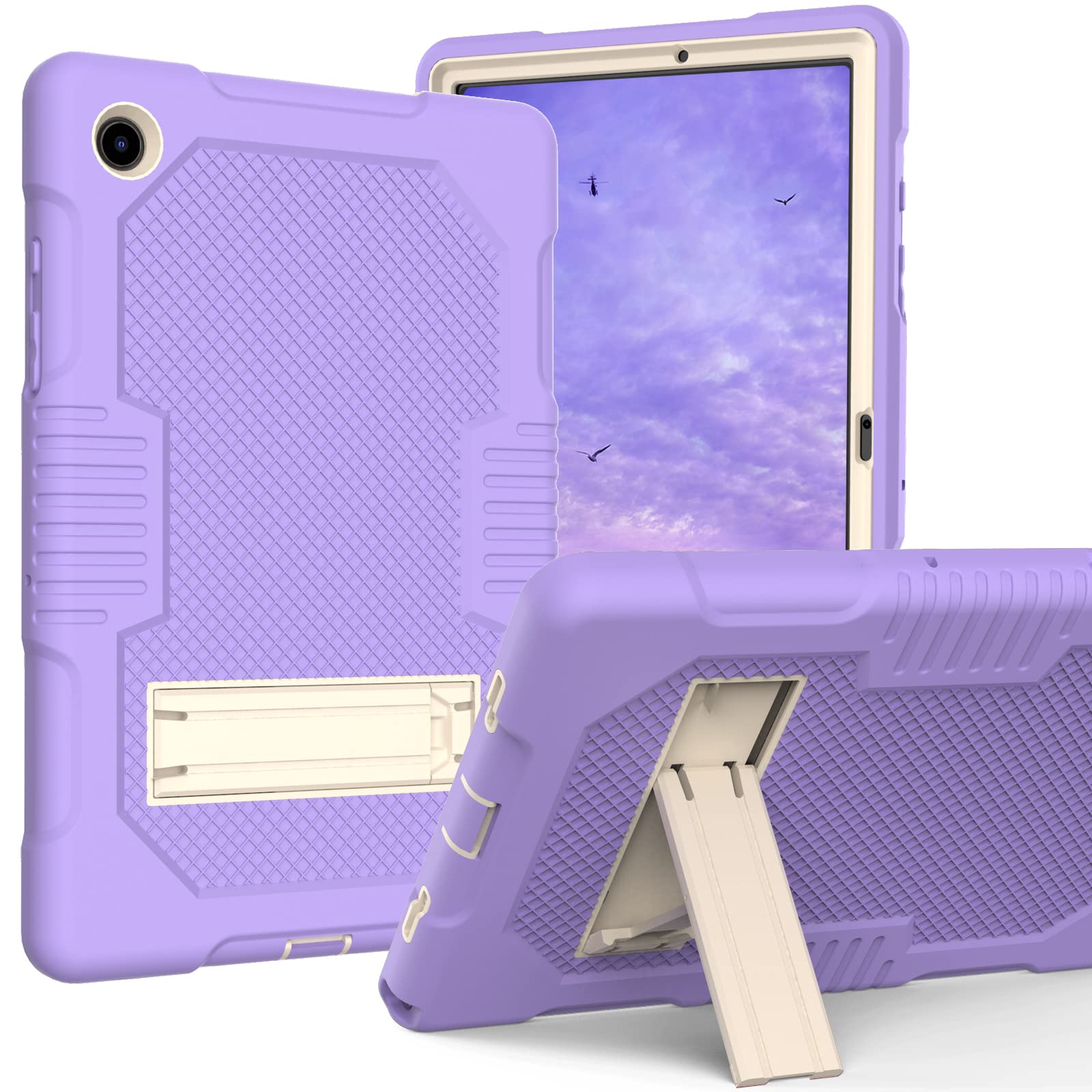 HXY Case for Samsung Galaxy Tab A8 or Tablet Model -X200/X205/X207, Slim Duty Drop Proof Shockproof Protective Cover with Stand and Pencil Holder for Samsung Galaxy Tab A8 10.5 inch 2022 (Purple)