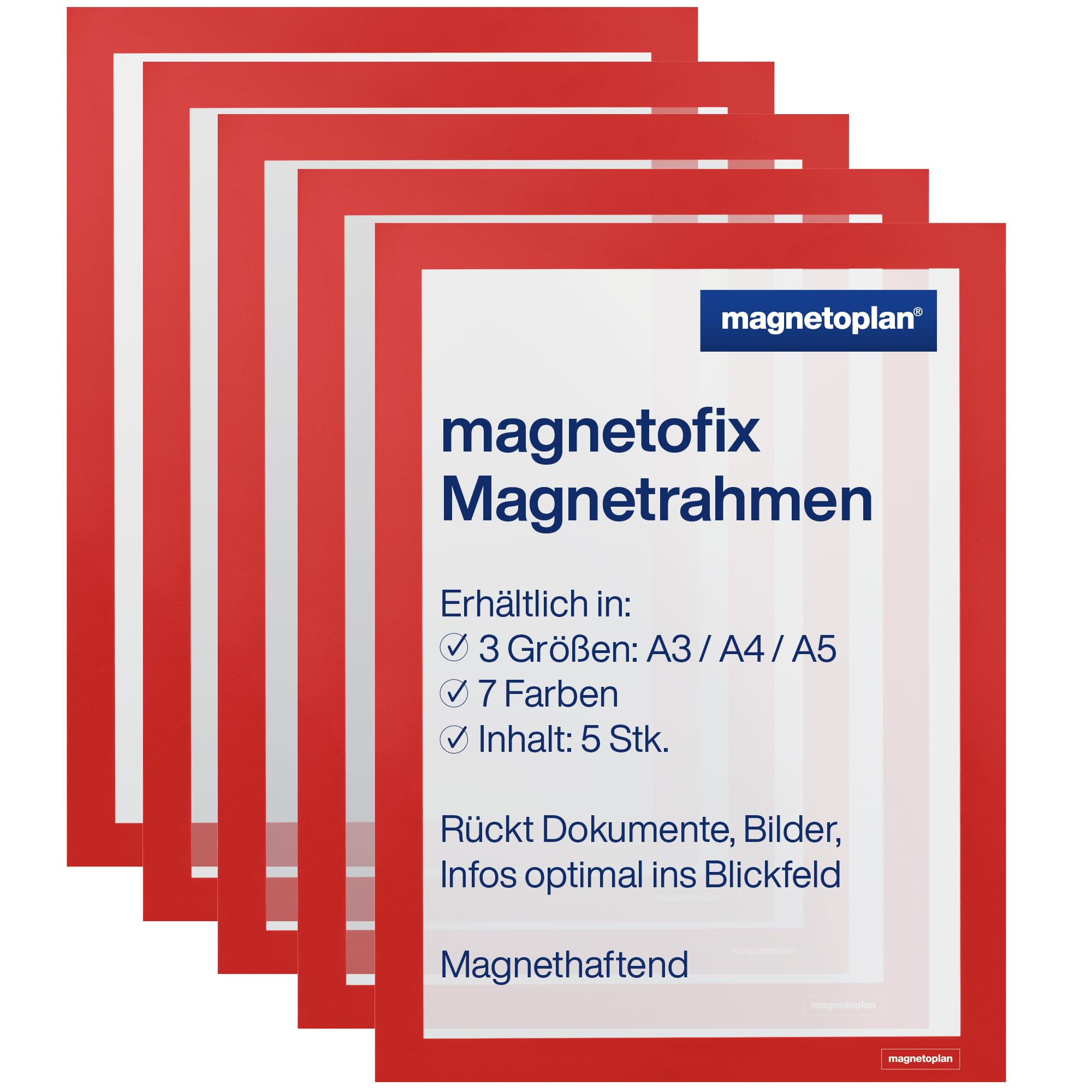 magnetoplan 1130406 Magnetofix Magnetic Frame A3 Pack of 5 - Red