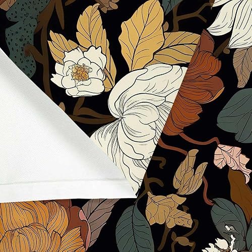 Miniatura 6 de Cortina de ducha con diseño floral bohemio, de mediados de siglo, con flores abstractas, botánicas, hojas estéticas, tela impermeable, accesorios de