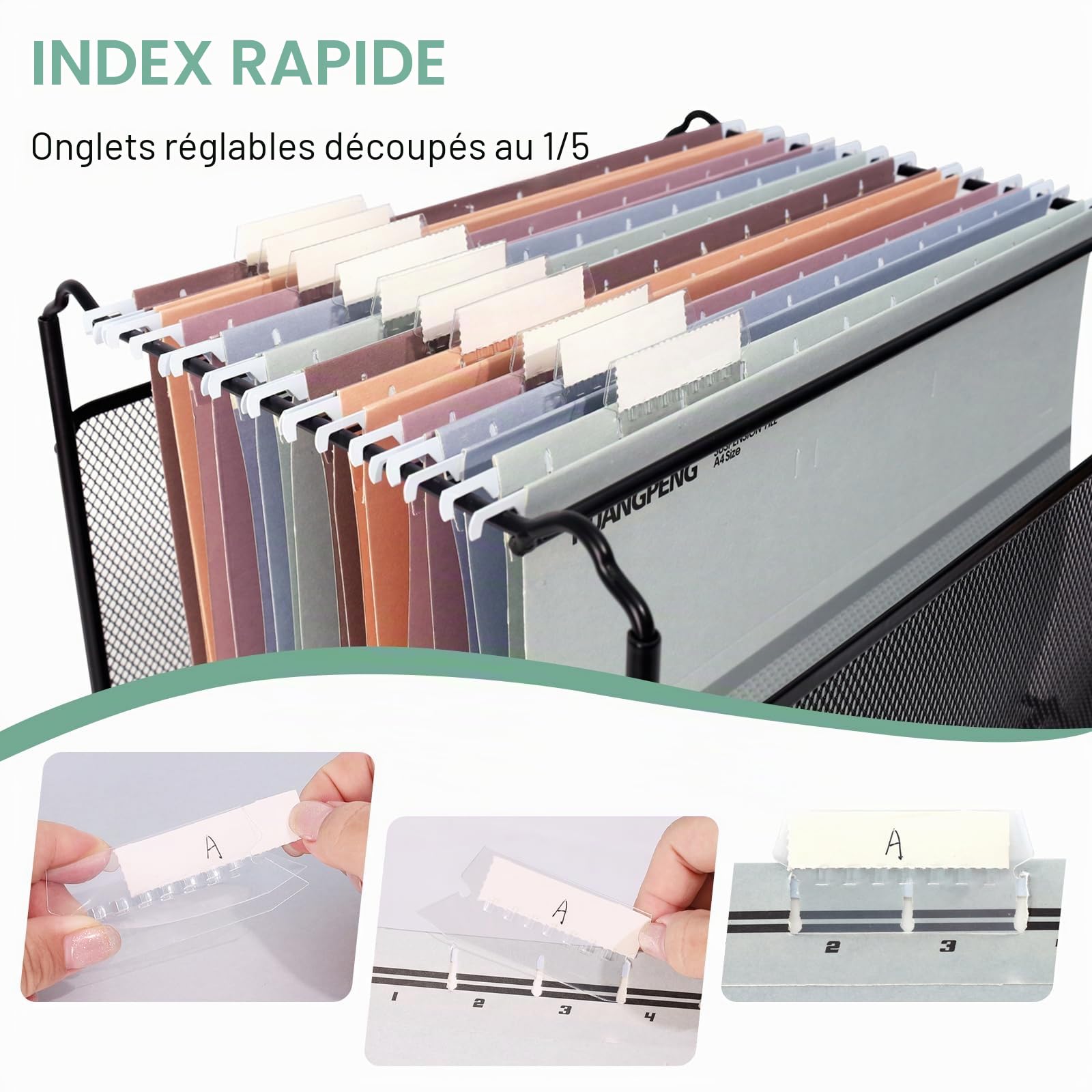 Lot de 25 Dossiers Suspendus A4, Morandi Couleurs Assorties | Dossiers Suspendus en Papier Renforcé, pour Classeur avec Onglets et Inserts