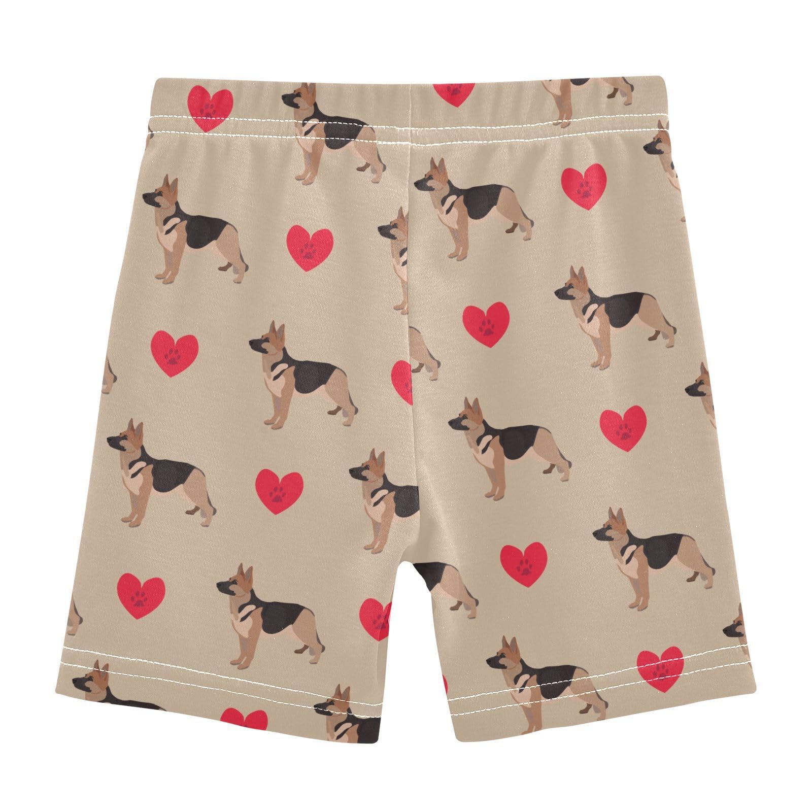 JHKKU Girls German Shepherd Dog Heart Shorts Cotton Cartwheel Bike Kids Biker Under Dress Dance Short Girl Clothes 4T