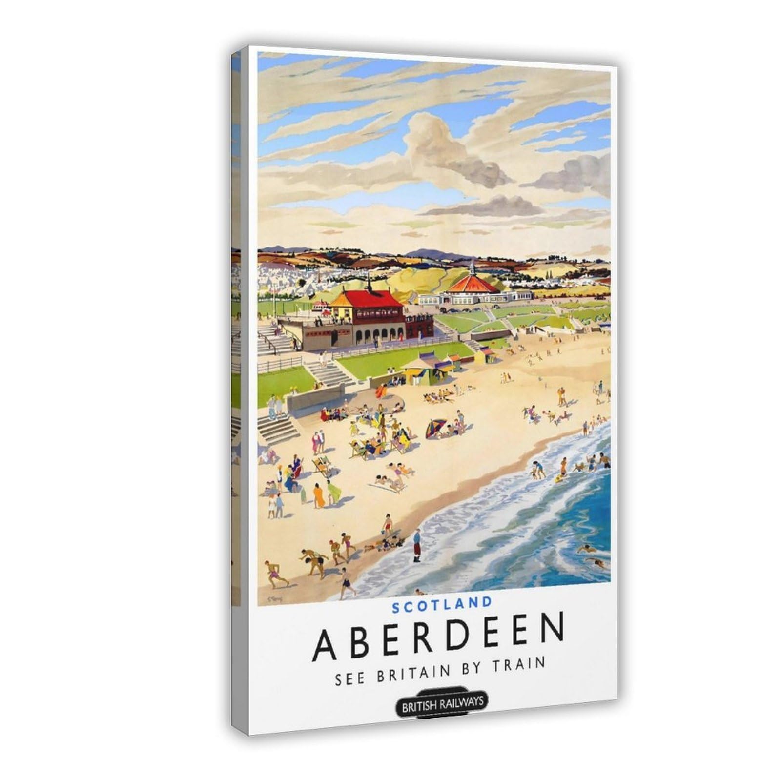 Oahfdf Aberdeen Scottish Railways Vintage Canvas Poster Bedroom Decor Landscape Office Room Decor Gift 08X12inch(20X30cm)