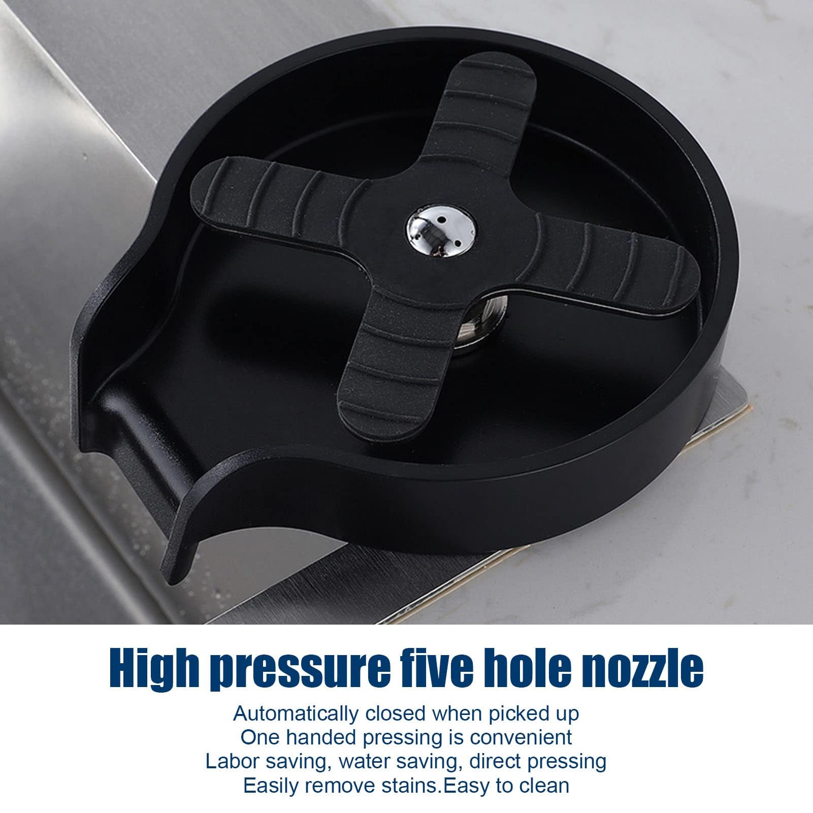 Lavavasos, Hidrolimpiadora Para Una Limpieza Rápida Lavavasos Manejo Con Una Sola Mano Boquilla De Cinco Agujeros Boquilla De Cocina Redonda De Acero Inoxidable Negro