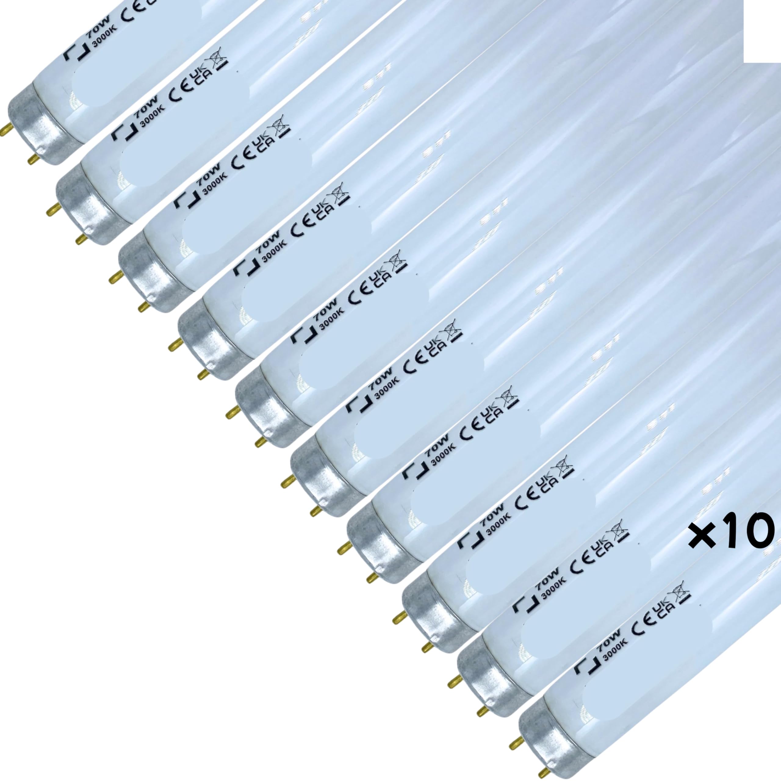 DSTOCK60 - 10 Ampoules tubes fluorescents - néon T8 70W 830 G13 6200lm = 70W Ø2.8cm blanc chaud 3000K - 180 x 2,8 cm