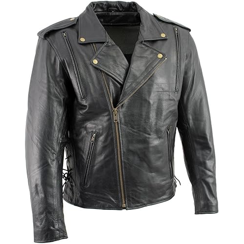 Milwaukee Leather LKM17004 Men's Classic Premium Black Vented Motorcycle Leather Biker Riders Jacket - 6X-Large