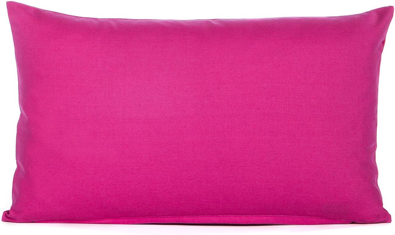 Solid Decorative Accent Throw Cushion Sham Pillow Cover | Toss Pillowcase for Couch Sofa Floor Bedroom Headboard Office Car | Medium Weight Canvas Cotton | Cover Only (Hot Pink, 12"x20")