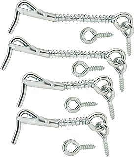 Zinc Plated Wire Gate Hook and Eye Latch with Spring Lock (Pack of 4)