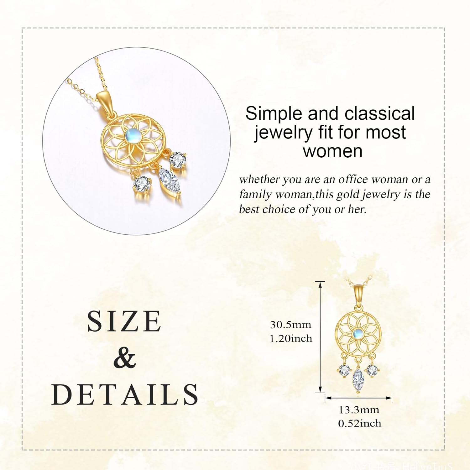 KECHO 14k Gold Dream Catcher Necklace Yellow Gold Dream Catcher Pendant Birthday Gifts for Women Jewelry Gifts for Her
