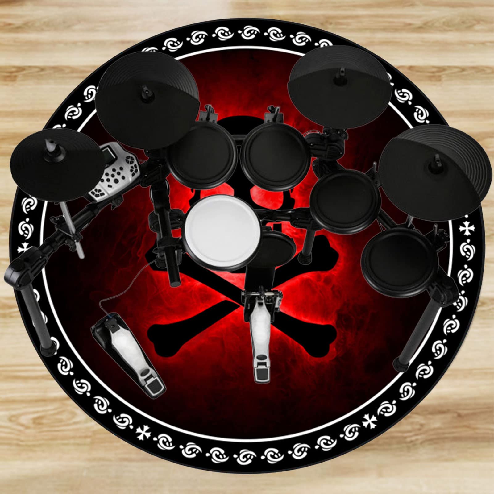 EYZO Tappeto per Batteria Tappetino per Batteria Drum Tappeto Insonorizzato per Batterie Elettroniche Rullante Acustica Snare Drum Grancassa Coperta Antiscivolo, Tappetino Rotondo 160CM