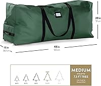 Vista 6 de ZOBER 600D Oxford Fabric Rolling Christmas Tree Storage Bag - Fits 7.5 Ft Artificial Trees - Waterproof Christmas Tree Bag For Storage Box For Xmas