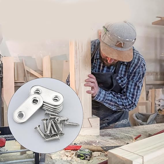 10 Pcs Flat Fixing Brackets, Flat Straight Brace Brackets