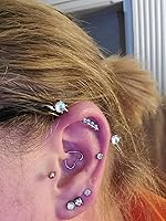 Vista 9 de QWALIT - Aretes para piercing industrial aretes industriales de piercing para mujer y hombre de 14 g. piercing de acero inoxidable quirúrgico E11