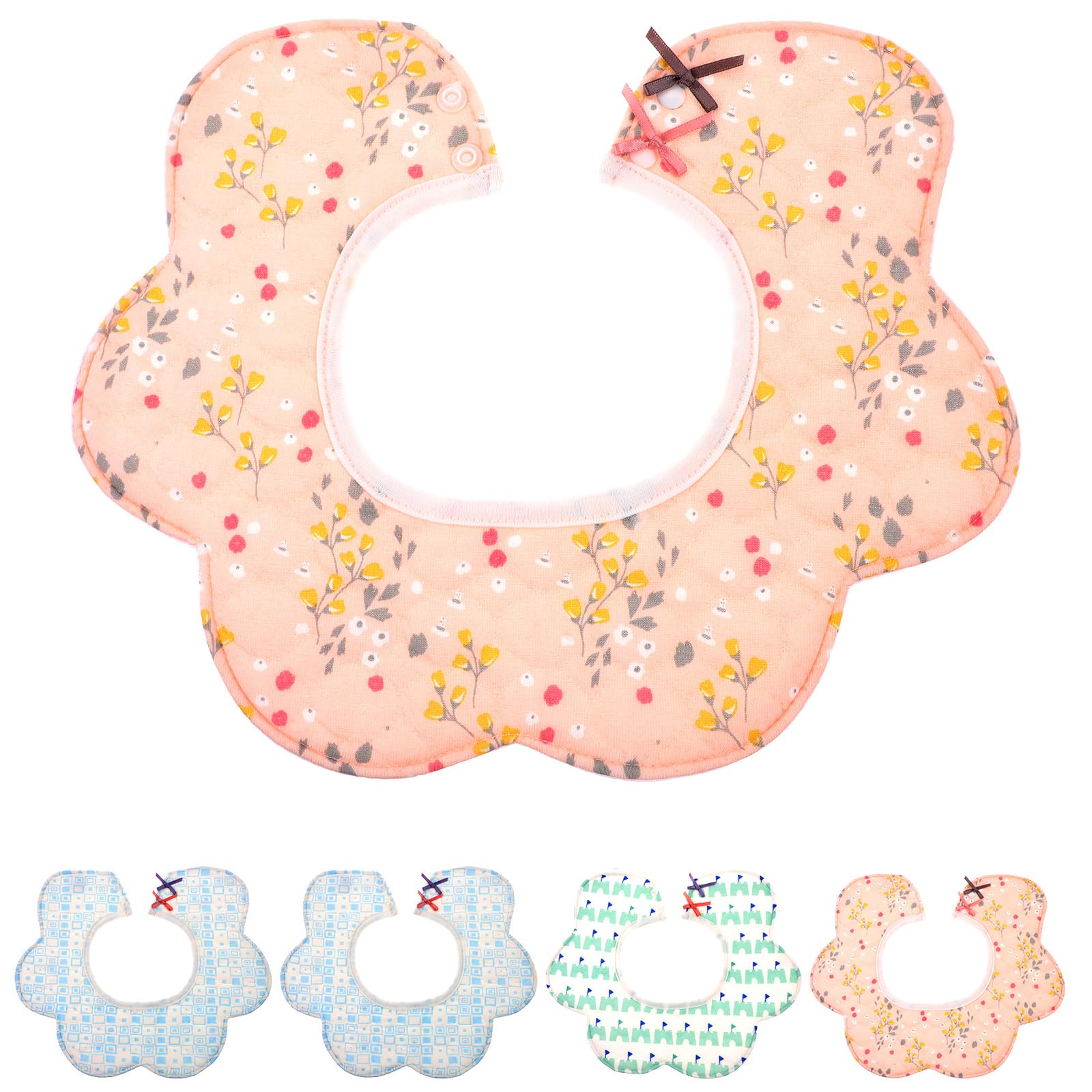 Bavaglini per Bebè Bandana a Forma di Fiore in Cotone 24x24 cm Healifty 5 Pezzi