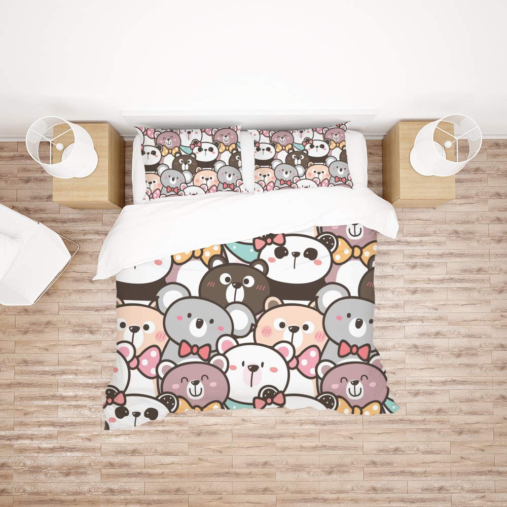 Parure de lit King Size motif panda et koala, ensemble toutes saisons ultra doux en polyester