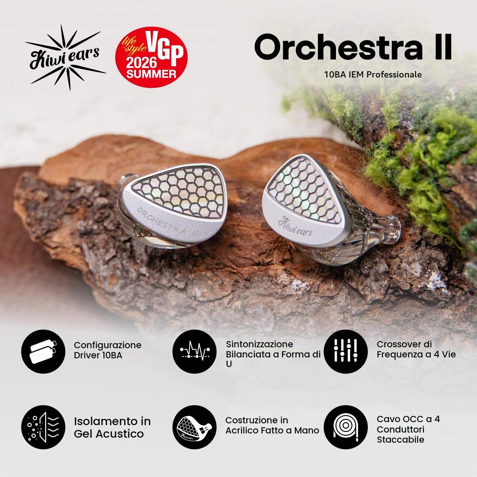 Linsoul Kiwi Ears Orchestra II 10BA In Ear Monitor Professionale