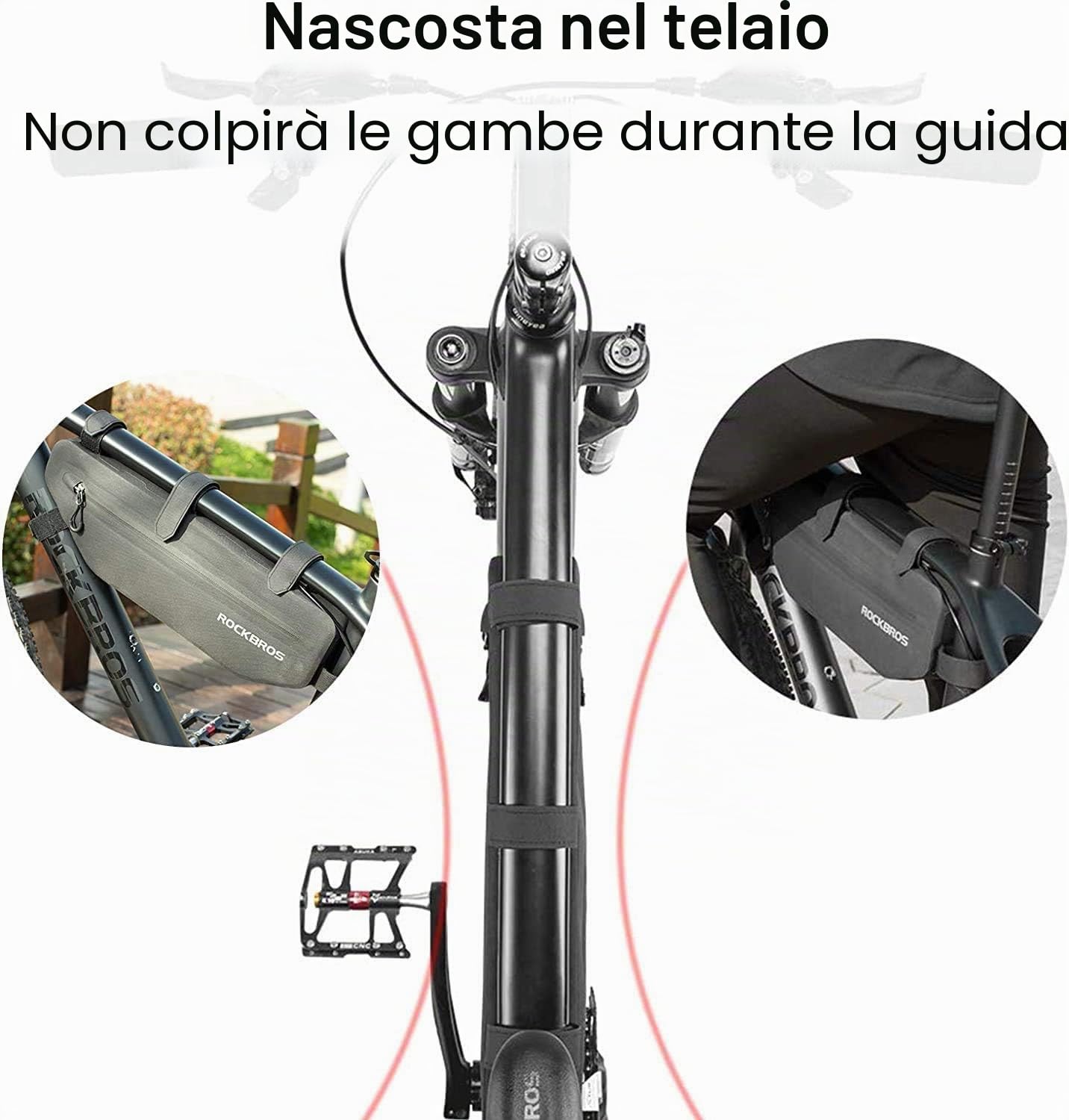ROCKBROS Borsa Tubo Telaio Triangolo Impermeabile per Bici MTB Borsa Bicicletta Triangolare da Telaio Grande capacità 2 Modelli Disponibili 3L/4L