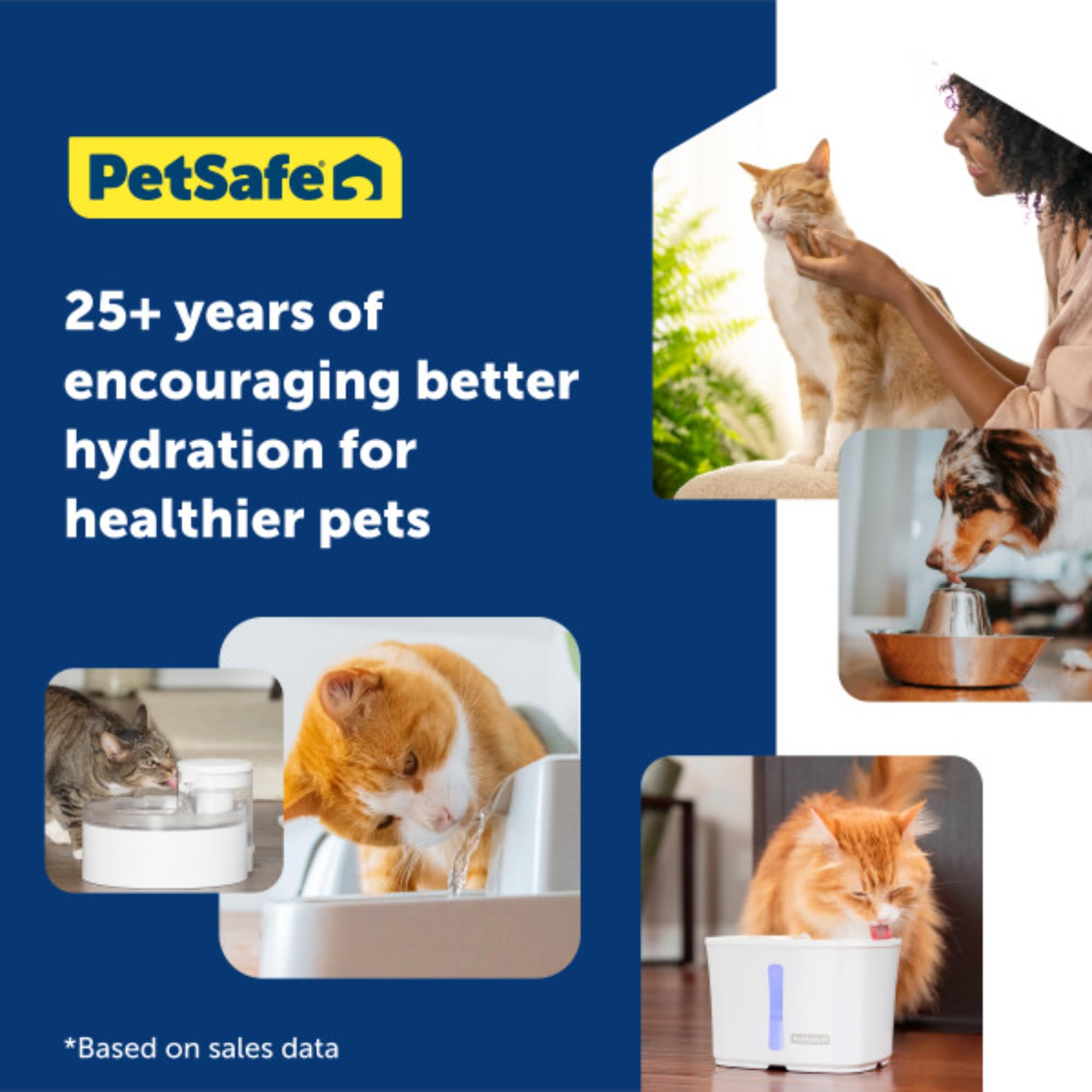Fontana per animali domestici PetSafe Viva per gatti e cani di piccola taglia, 4,1 l, fontana per gatti da interno con pompa ultra silenziosa, lavabile in lavastoviglie, facile pulizia, filtri inclusi
