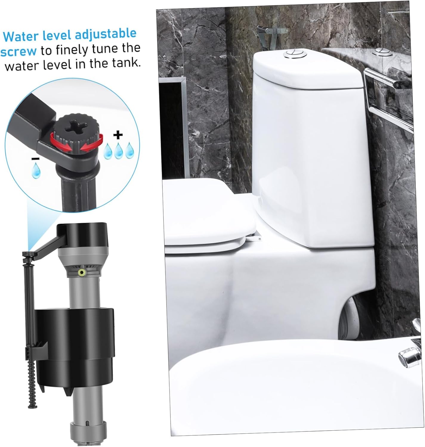 2sets Enhanced Durability Toilet Fill Valve Kit Toilet Tank Inlet Valve Replacement Easy Install Flapper Water Saving