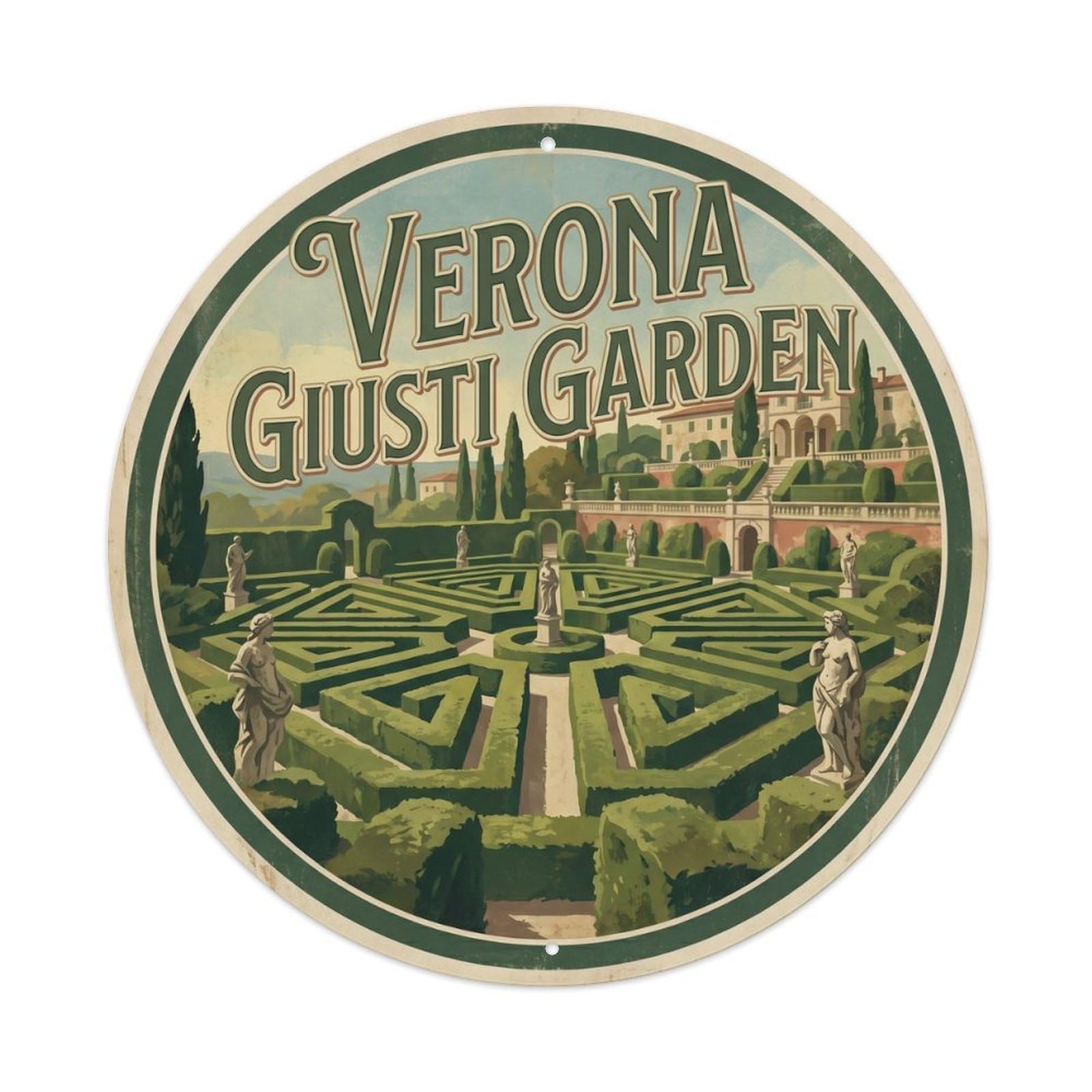 Verona Italy Giusti Heritage City Travel Classic Metal Tin Sign