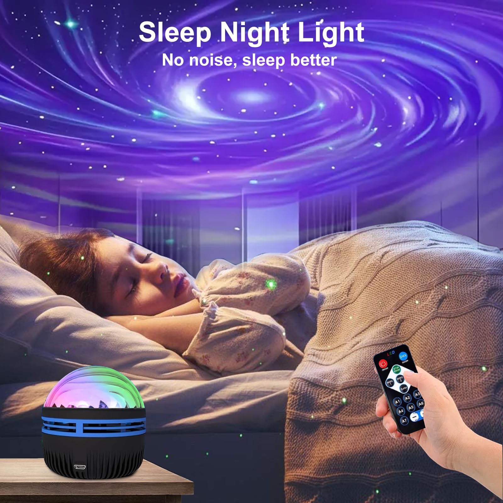 MAXROCK Black Hole Galaxy Projector, Night Light with Remote