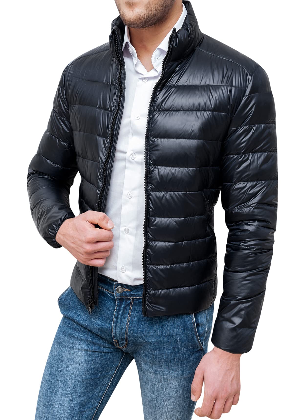 Evoga Piumino giubbotto Uomo 100 Grammi Autunno Inverno Casual Impermeabile bomber Jacket Antivento