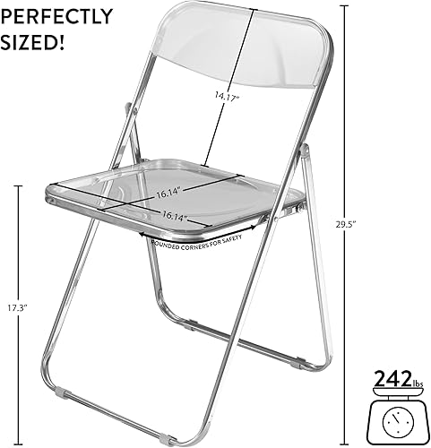 Miniatura 3 de Urban Lifestyle Silla plegable moderna de acrílico transparente con marco cromado, transparente