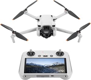 DJI Mini 3 (DJI RC), drones légers avec cardan mécanique 3x pour adultes, 4K, temps de vol de 38 minutes, transmission vidéo jusqu'à 32800 pieds (10 km), prise de vue verticale, retour automatique GPS intégré | Vidéo 4K HDR, temps de vol de 38 minutes, jusqu'à 32800 pieds (10 km)