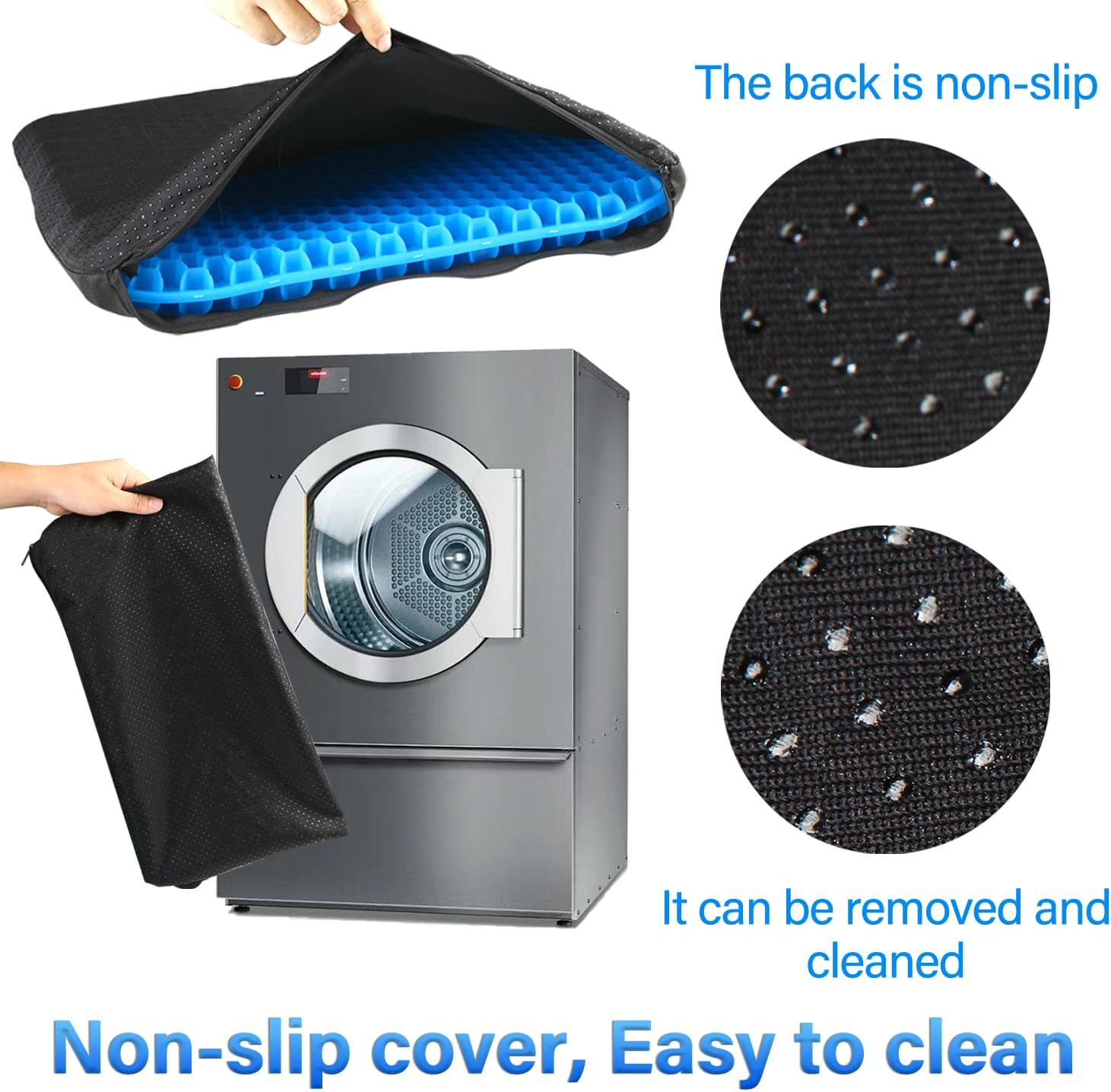 EVEME Large Gel Seat Cushion for Long Sitting with Non-Slip Cover-18 x 17inches,Soft & Breathable,Seat Cushion for Chair,Car,Office,Desk Chair,Wheelchair