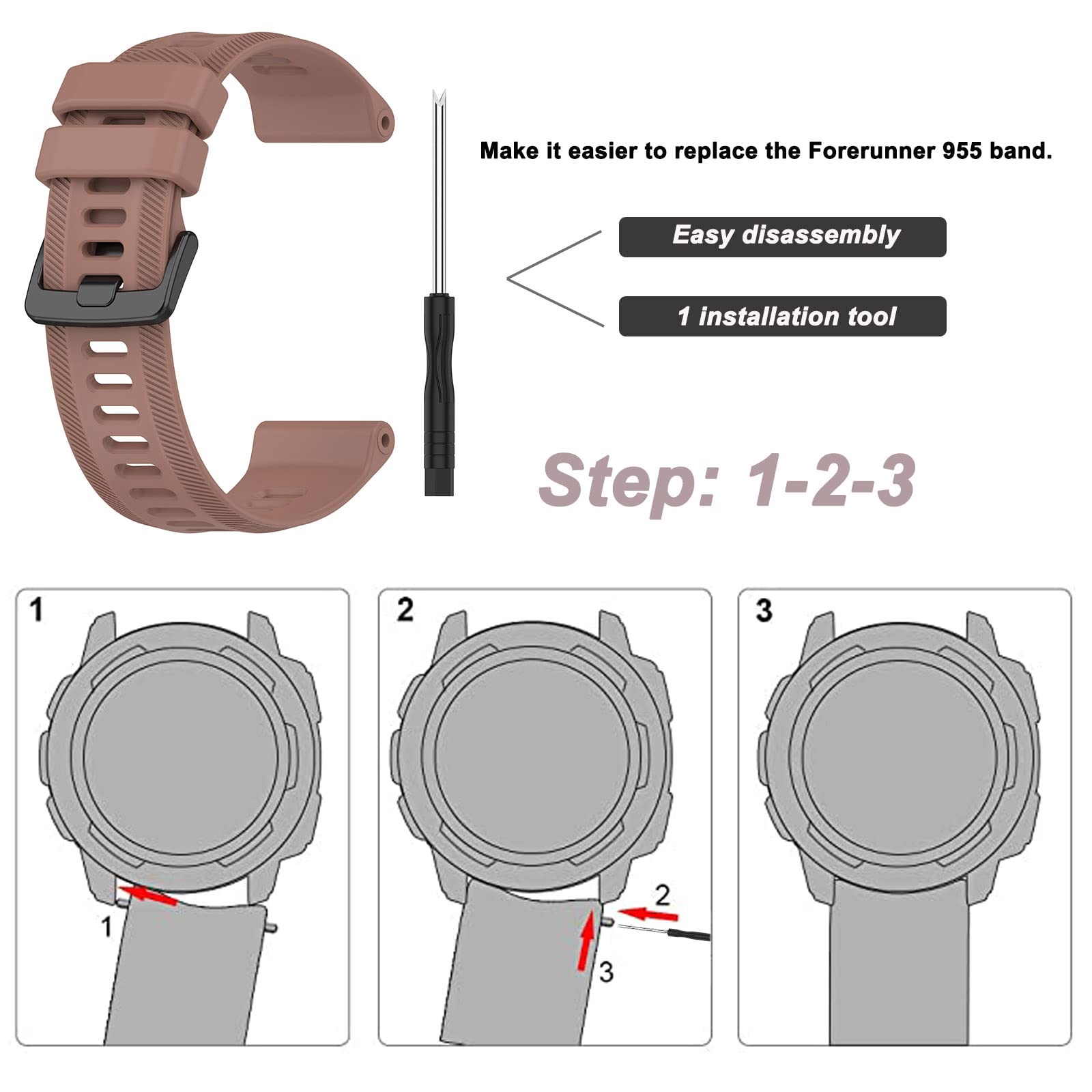 Compatibile con cinturino Forerunner 965, cinturino in morbido silicone