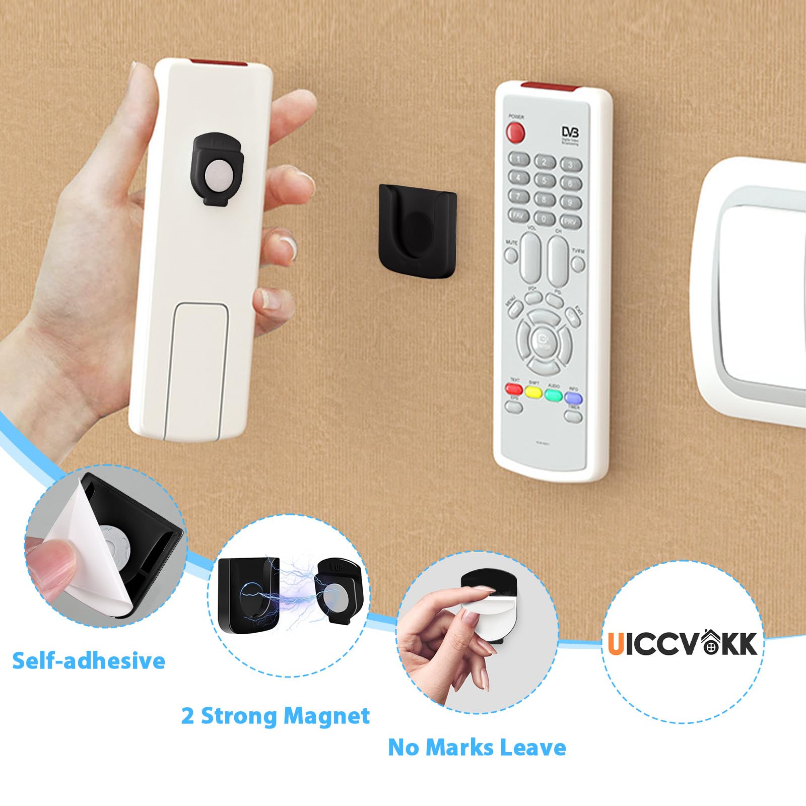 Support Mural Magnétique Pour Télécommande - Lot De 5, Capacité 300g - Adhésif Puissant, Sans Perçage