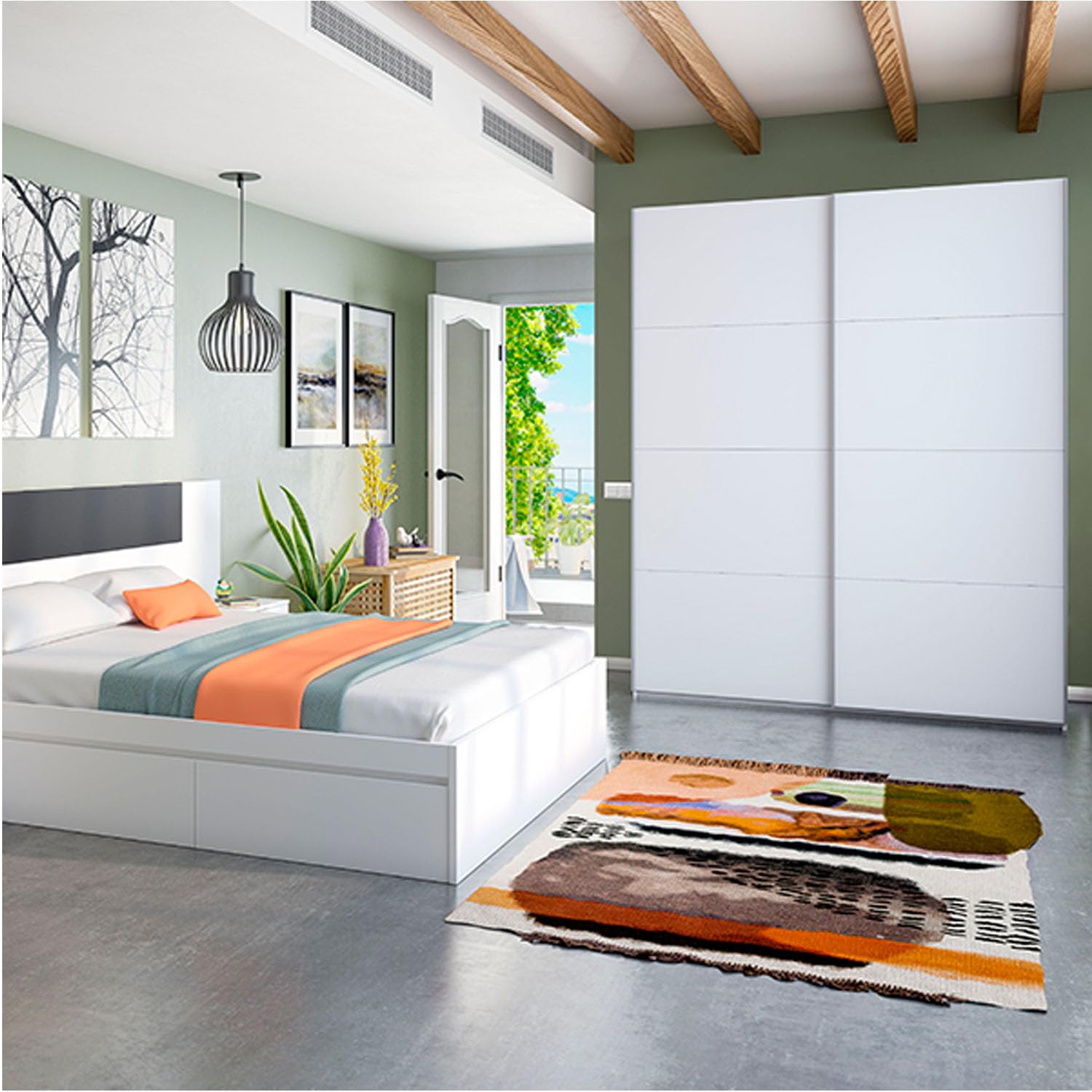 Armario Dormitorio Ropero con Dobles cajoneras Armo 2 Puertas correderas 8 cajones Total
