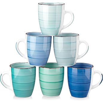 vancasso Bonita Stoneware Coffee Cups, Set of 6, 350 ml Coffee Mug with Handle