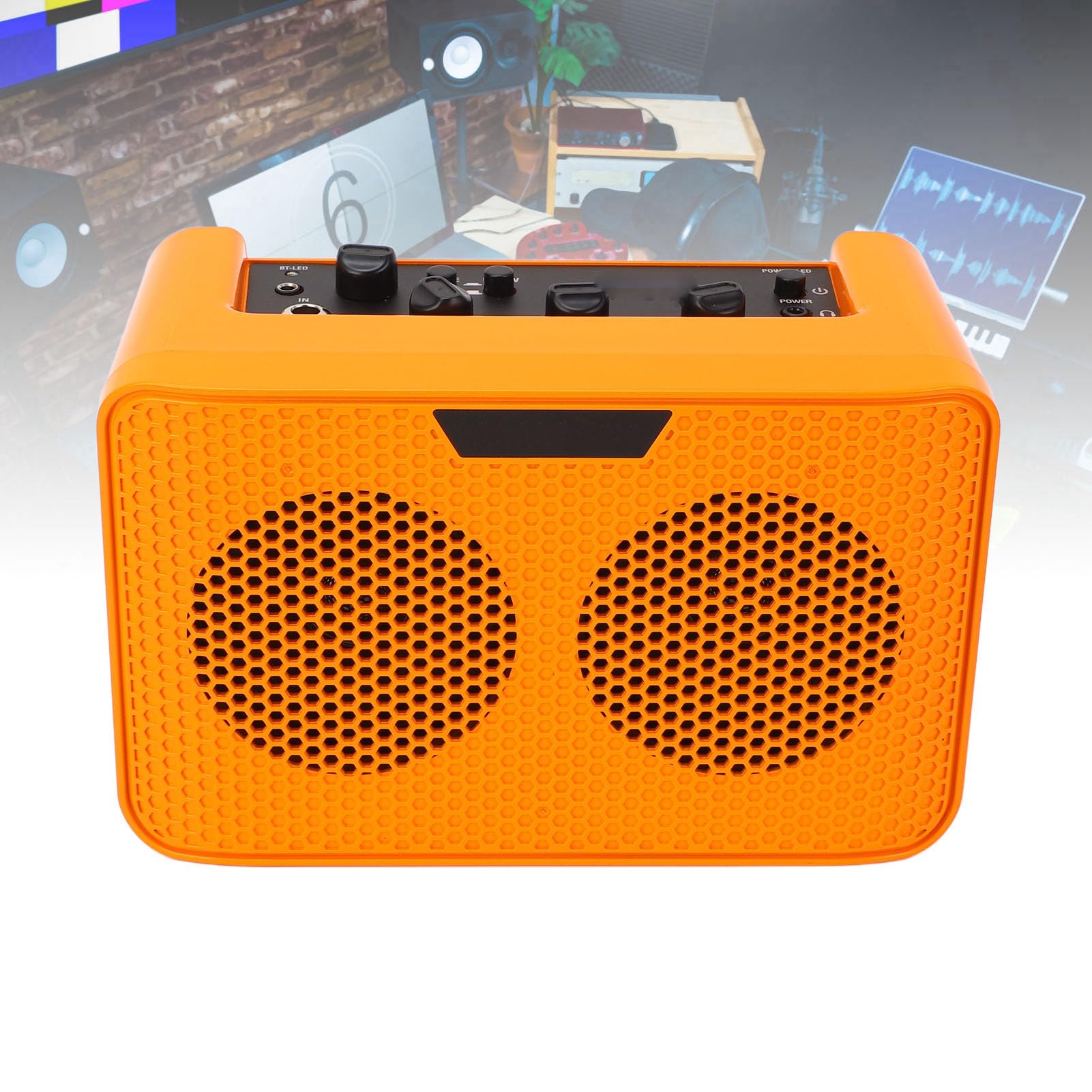 Asixxsix Wzmacniacz Gitary Elektrycznej, Przenośny Głośnik Gitarowy o Mocy 10 W z Opóźnieniem i Gniazdo Słuchawkowe 3,5 Mm, Kompatybilny ze Standardowym Kablem Gitarowym 1/4 Cala