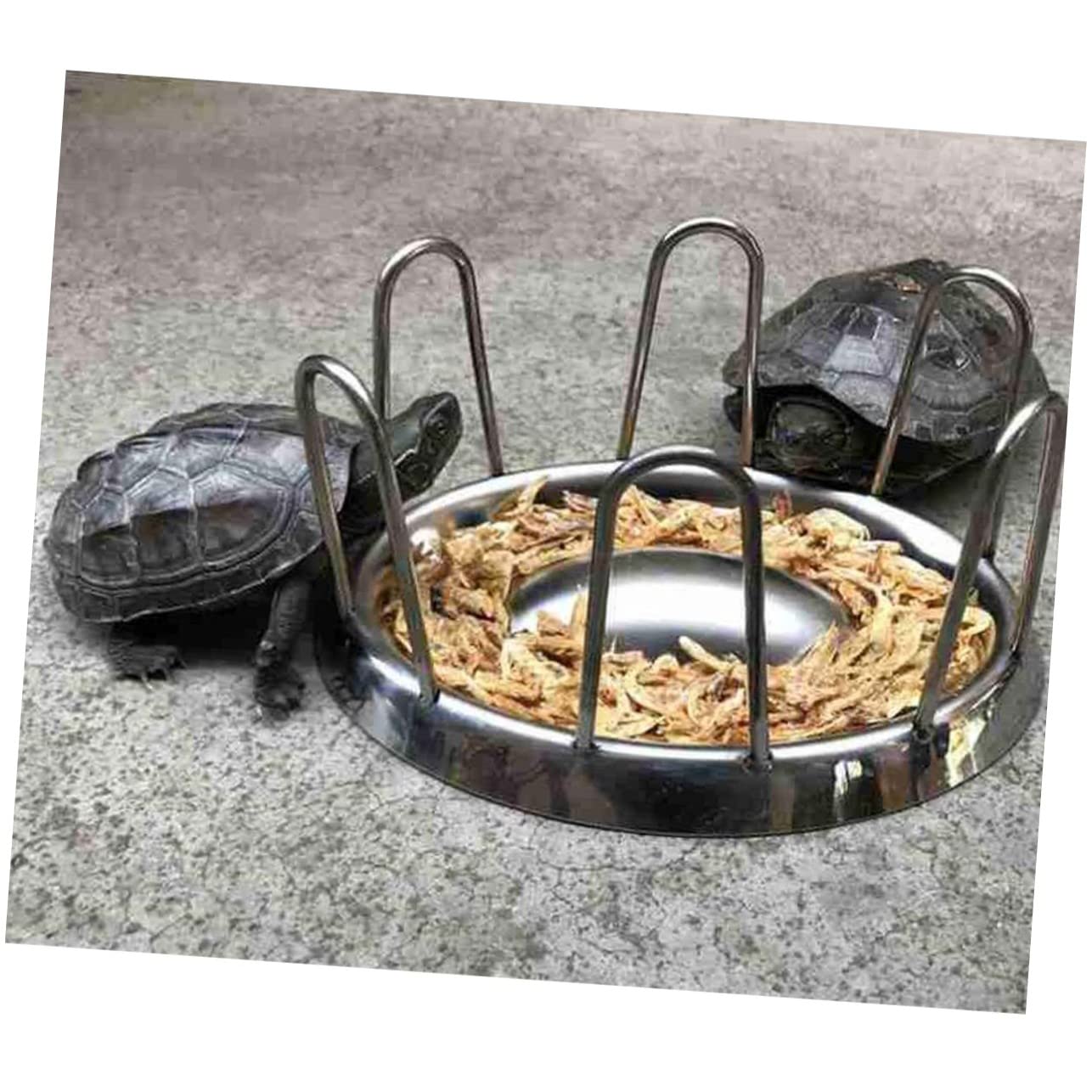 Didiseaon Ciotola per Tartarughe in Acciaio Inox Ciotola per Cibo per Rettili Distributore di Cibo per Tartarughe Forma Rotonda Liscio Facile da Pulire