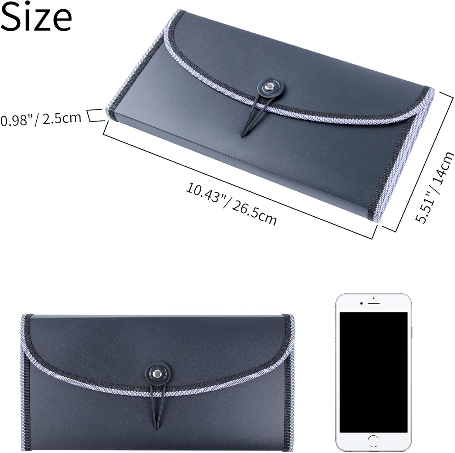 Actume 13-Pocket Expanding Receipt Folder Small Accordion File Folder with Label, Check Bill File Storage Plastic Business Document Organizer Wallet Case for Office Home (Black) : Office Products