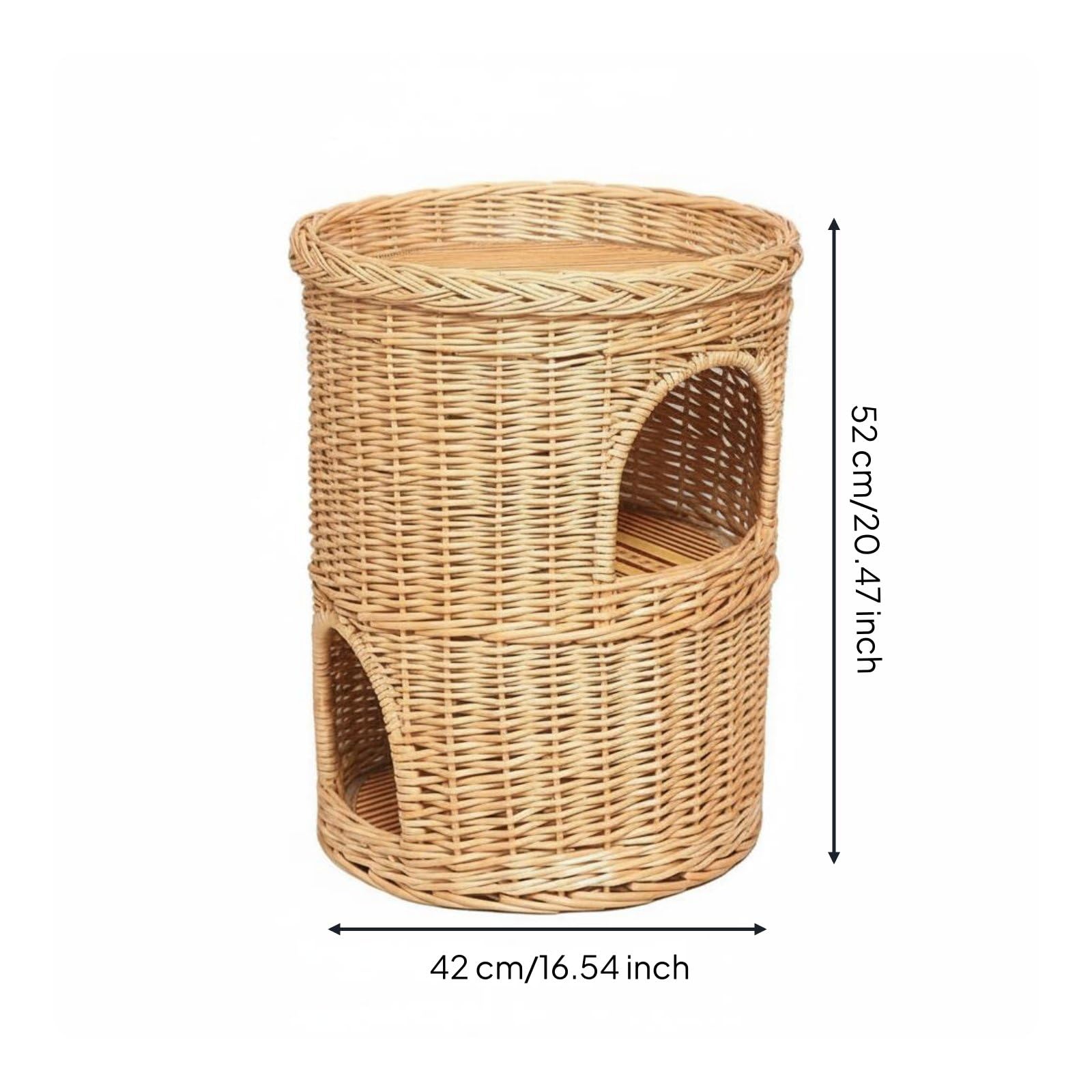 Cuccia per Gatti Doppio Strato Casa per, Naturale, Grande 42x52 Cm con Stuoia Rinfrescante