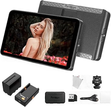 Portkeys LH7P 7inch Camera Monitor+Battery, 1000nit High Brightness 1920 x 1080 IPS Touchscreen Monitor, with Built-in Wireless Module, Support Stretch Effects, 3D LUT Output for DSLR Cameras Black