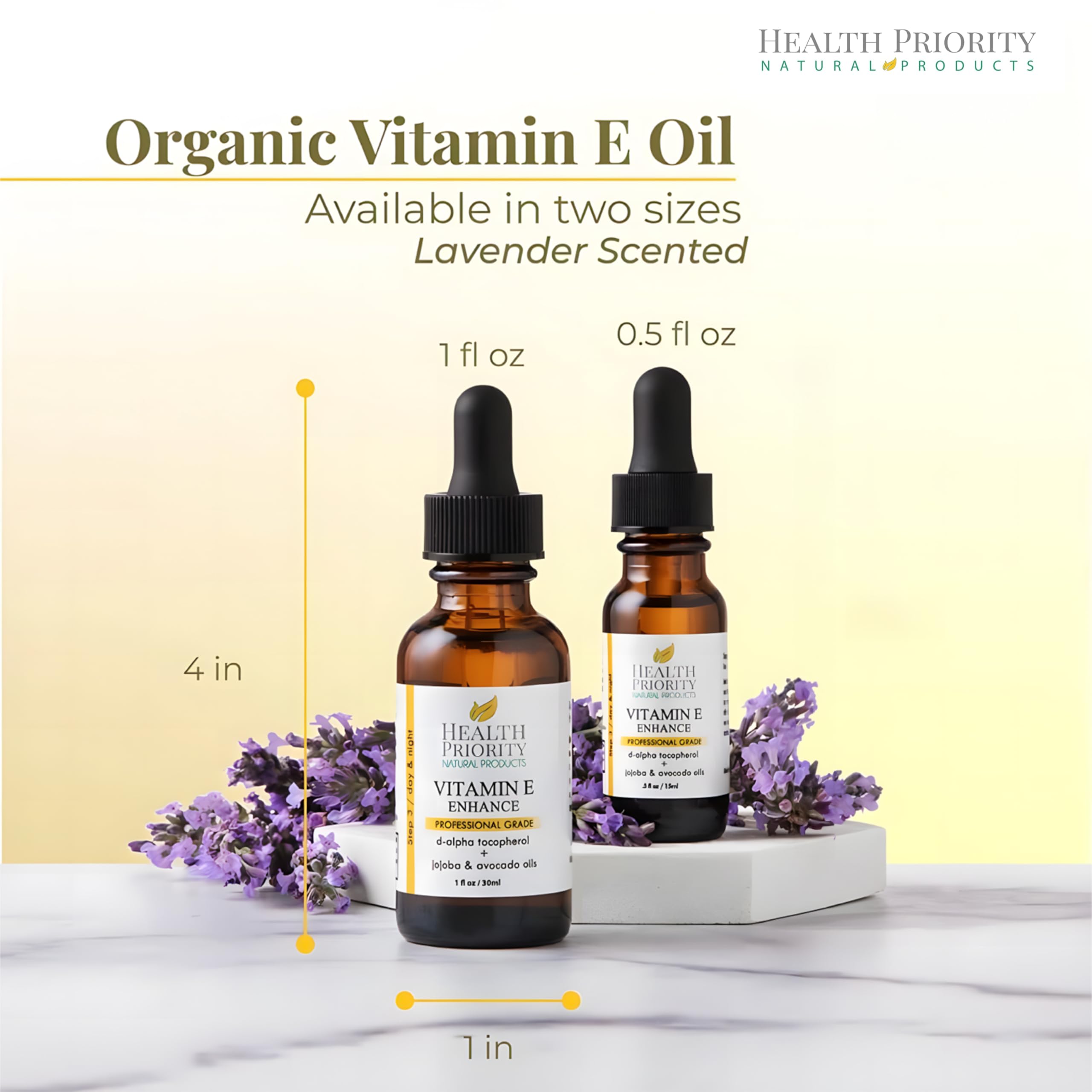 Health Priority Natural Products 100% & Organic Vitamin E Oil For Your Face & Skin - 15000 IU - Reduces Wrinkles & Lightens Dark Spots. Infused With Jojoba & Avocado Oils.