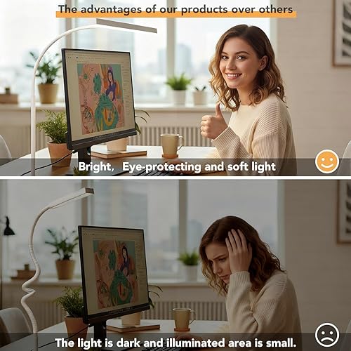 Miniatura 4 de Lámpara LED de escritorio para oficina y hogar, lámpara de cuidado de los ojos con función de control remoto de 32.8 ft, 5 modos, 10 brillos