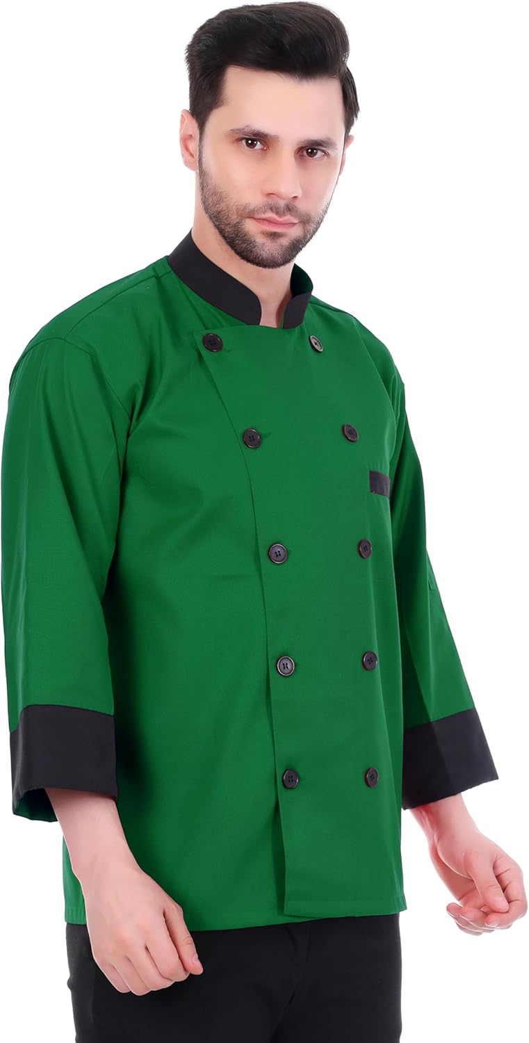 FL-08 Black Collar Cuff Chef Jacket | Chef Coat | Chef Uniform for Men | Light Weight Chef Dress for Kitchen