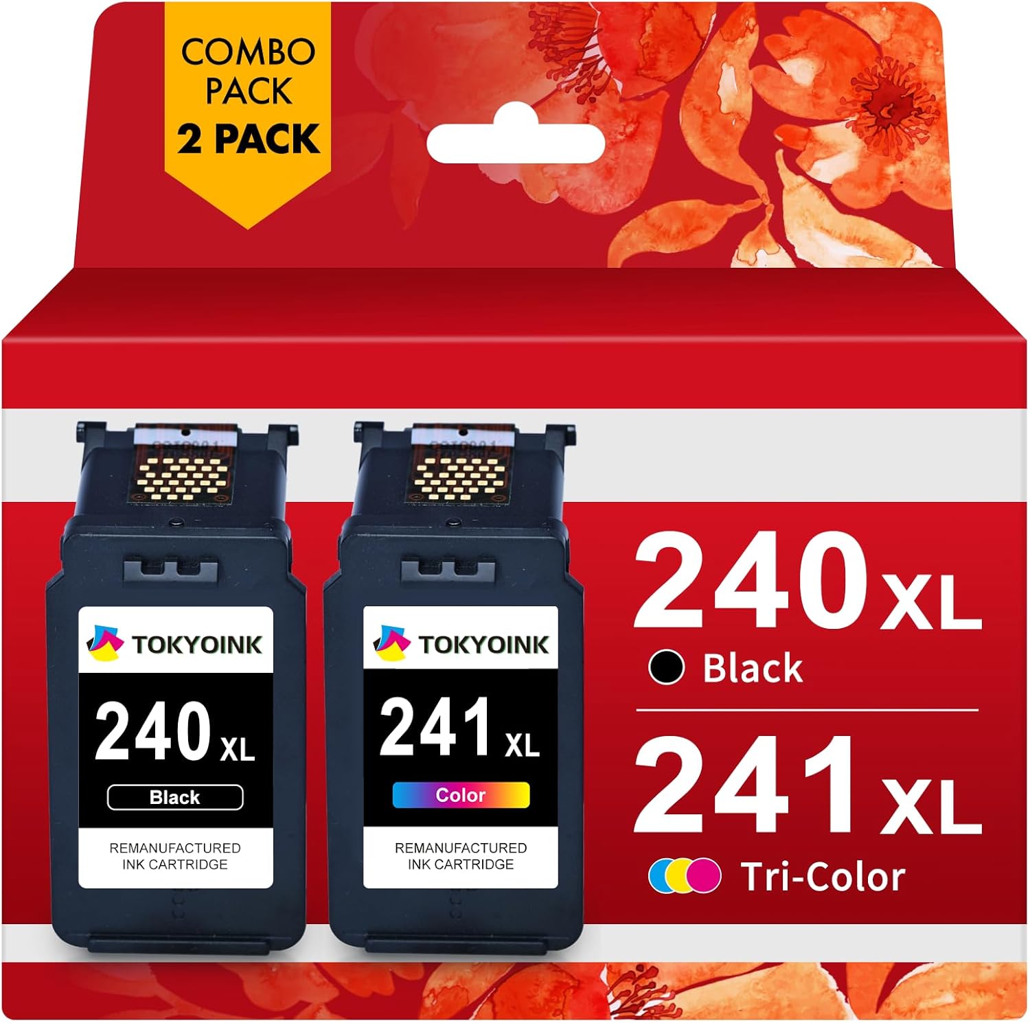 TOKYOINK PG-240 XL/CL-241 XL Ink Cartridges Replacement for Canon 240XL 241XL Combo Pack for Canon PIXMA MG3620 TS5120 MG3520 MG3600 MG3220 MX472 Printer (Black, Tri-Color, 2 Pack)